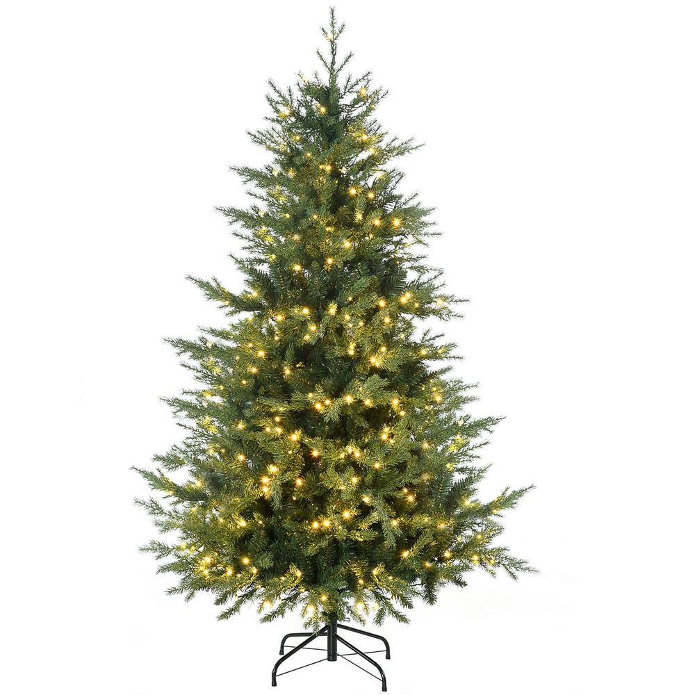 HOMCOM 6 ft. Pre-Lit Artificial Christmas Tree with Warm White LED ...