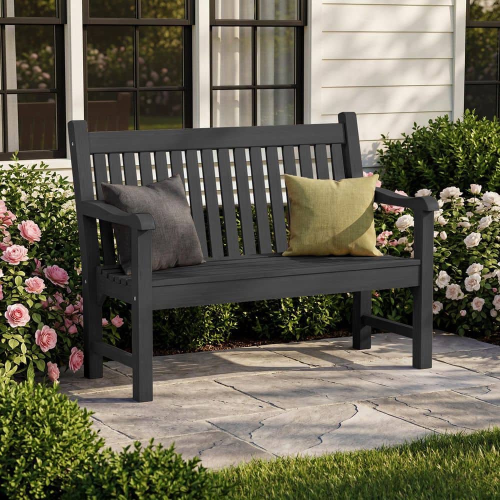 All-Weather Polystyrene Lumber 2-Person Plastic Outdoor Garden Bench in Jet Black price history on PriceWatchPro