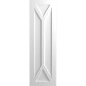 True Fit 18 in. x 60 in. Flat Panel PVC San Carlos Mission Style Fixed Mount Shutters Pair in White