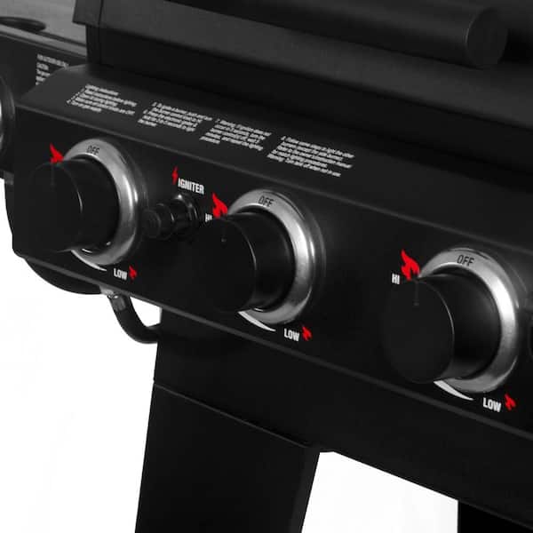 Char-Griller - Double Play 1,260 sq., in. 3-Burner Gas and Charcoal Grill in Black