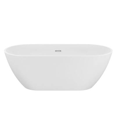 55 in. Acrylic Flatbottom Freestanding Bathtub Non-Whirlpool Soaking Tub in White
