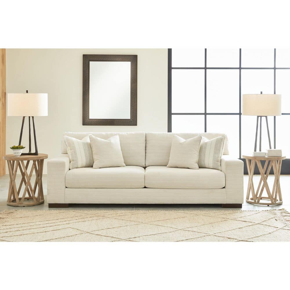 Signature DESIGN BY ASHLEY Maggie 96 in. Square Arm Polyester Rectangle Removable Cushions Sofa in White