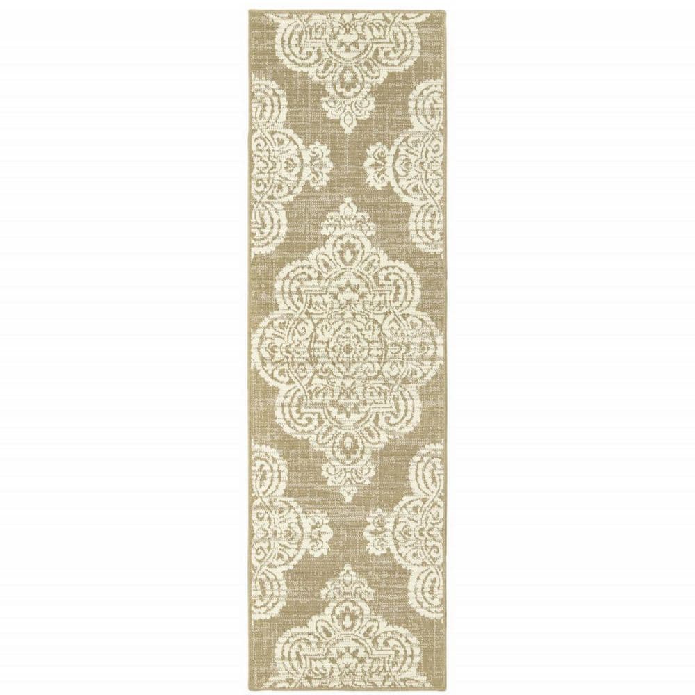 Tan 2 ft. x 8 ft. Loomed Oriental Polypropylene Rectangle Indoor/Outdoor Area Rug price history on PriceWatchPro