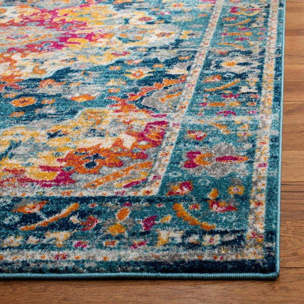 Teal and Fuchsia Flat Woven Synthetic Area Rug, 3' x 5'