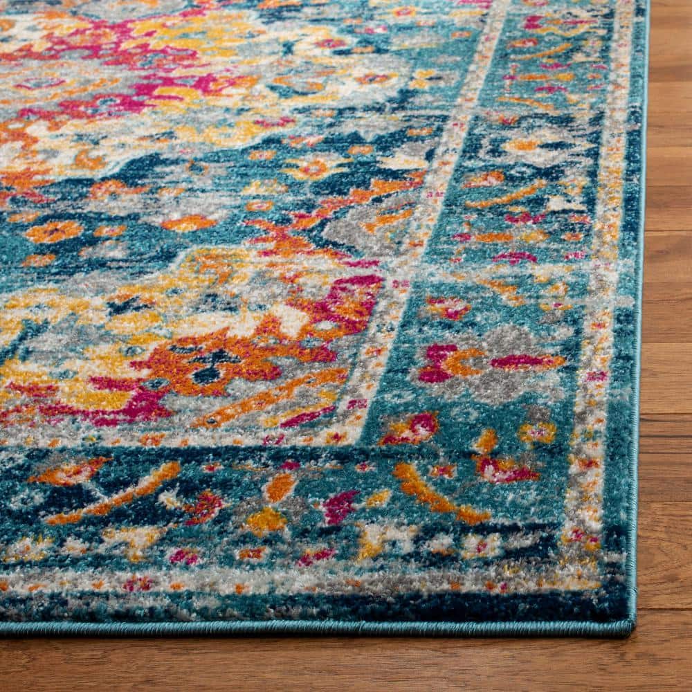 Rectangular 9' x 12' Blue Synthetic Easy Care Area Rug