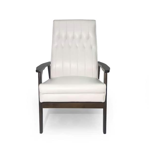 Noble House Hoye Snow White Faux Leather Side Chair
