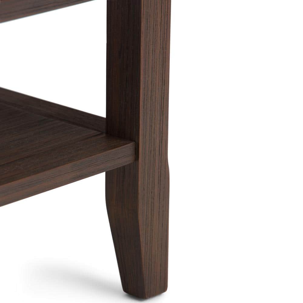 Acadian Rustic Farmhouse Brown Square Wood End Table with Shelves