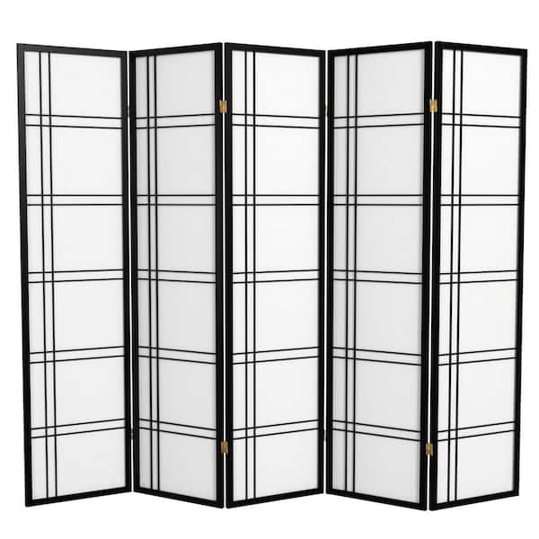 6 ft. Black 5-Panel Room Divider