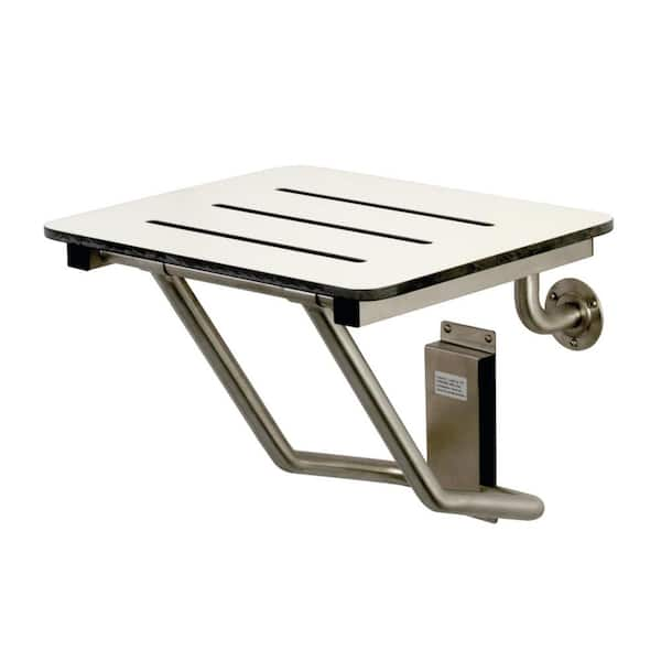 Kingston Brass Adascape 18 in. x 16 in. Wall-Mounted Fold Down Shower Seat in Brushed Stainless Steel - ADA Compliant