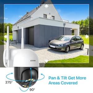 Wired 3MP 2K Outdoor Smart Home Security Camera, Pan&Tilt, Human Detection, 2-Way Audio, Night Vision, Remote Access