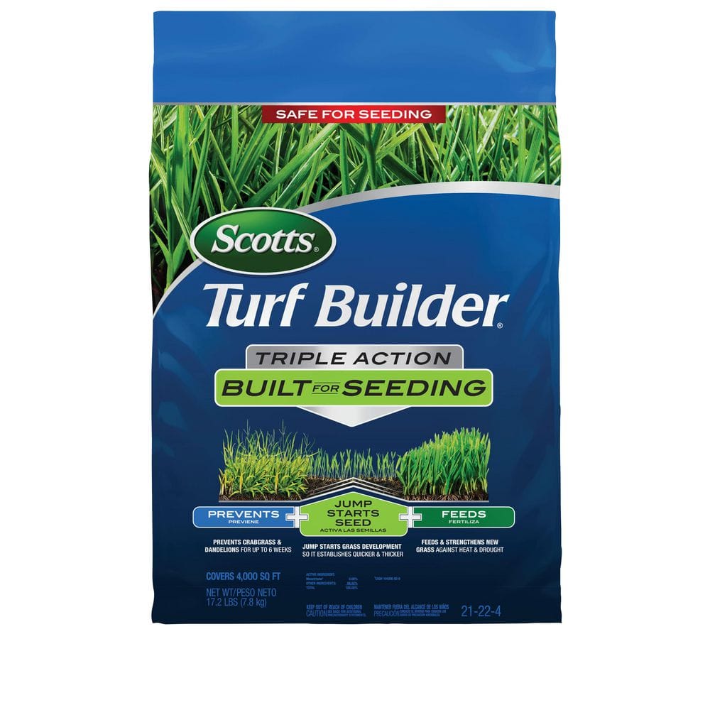 Scotts Turf Builder 17.2 lbs. 4,000 sq. ft. Triple Action Built For Seeding, Weed Preventer and Dry Fertilizer for New Lawns