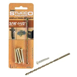 3/16 in. x 1-1/2 in. Steel Flat-Head Phillips Stucco Anchors with Drill Bit (4-Pack)