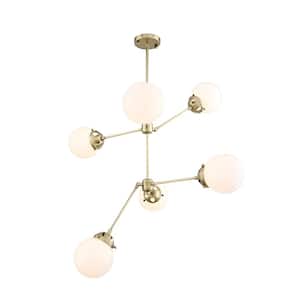 Junipero 6-Light Gold Chandelier for Living Room dinning room with No Bulbs Included