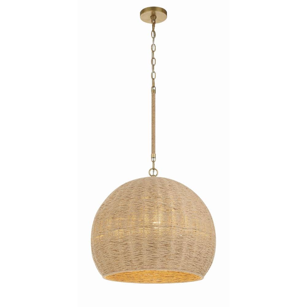 Jace Soft Gold and Jute 3-Light Pendant