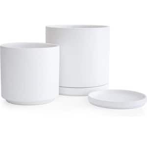 Modern 10 in. L x 10 in. W x 10 in. H 10.4 qts. White Indoor Ceramic Planter 2 (-Pack)