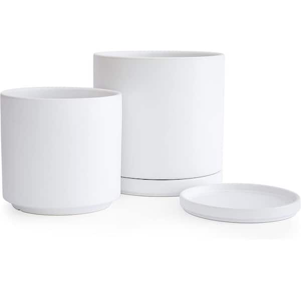 ITOPFOX Modern 10 in. L x 10 in. W x 10 in. H 10.4 qts. White Indoor Ceramic Planter 2 (-Pack)