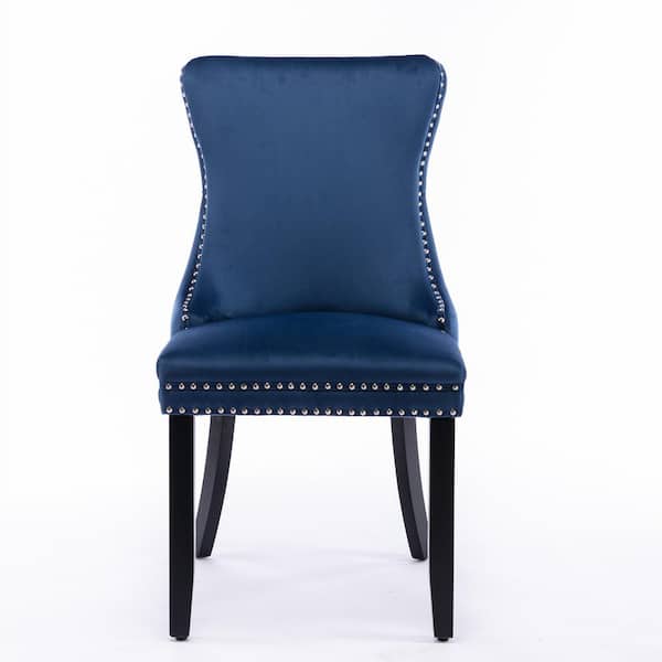 MOJAY Blue Velvet Wing-Back Dining Chair (Set Of 2)
