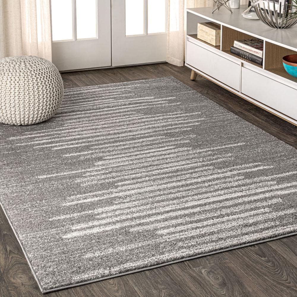 Aya Berber Stripe Geometric Gray/Cream 4 ft. x 6 ft. Area Rug