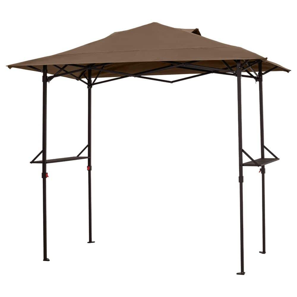 8 ft. x 5 ft. Portable BBQ Metal Gazebo with Brown Canopy and Storage Rack price history on PriceWatchPro