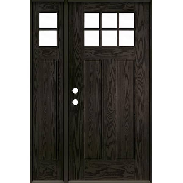 Krosswood Doors Craftsman 50 in. x 80 in. 6-Lite Right-Hand/Inswing Clear Glass Baby Grand Stain Fiberglass Prehung Front Door with LSL