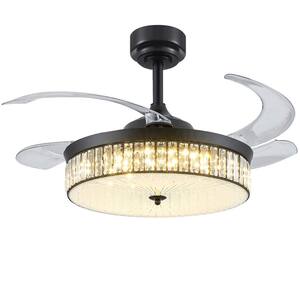 Light Pro 42 in. LED Indoor Black Crystal Ceiling Fans with Lights and Reversible Motor