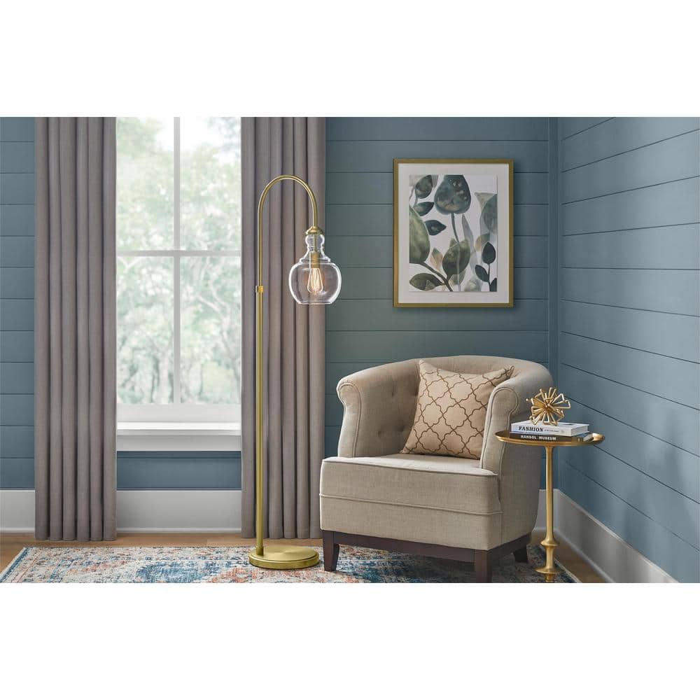 Bakerston 60 in. Brushed Brass Arc Floor Lamp with Clear Glass Shade price history on PriceWatchPro