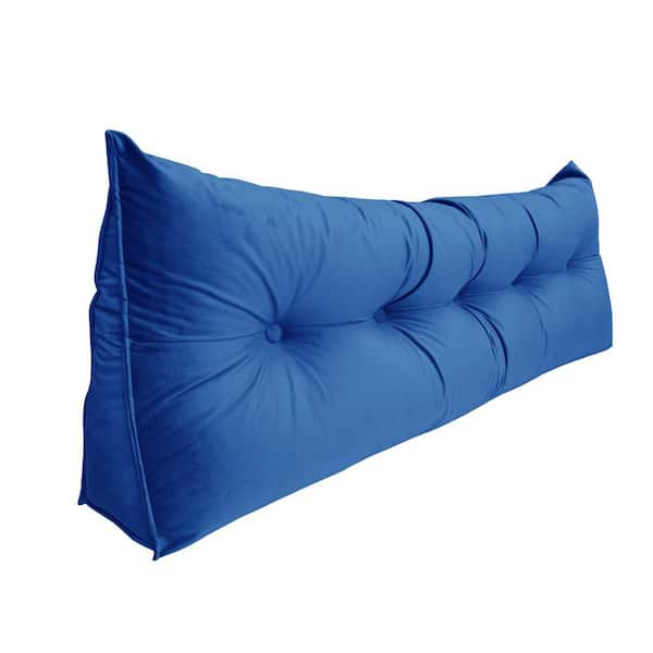 Blue 59 in. x19. 68 in. Upgraded-Support New Edition Wedge Reading Pillow in Cotton Velour with Removable Cover