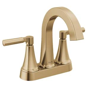 Lorna Gold 4 in. Centerset Double Handle Bathroom Faucet with Drain Kit Included in Champagne Bronze