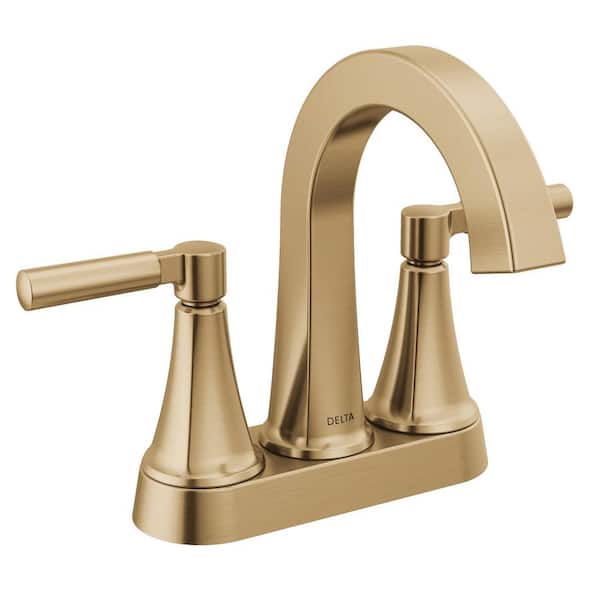 Delta Lorna Gold 4 in. Centerset Double Handle Bathroom Faucet with Drain Kit Included in Champagne Bronze