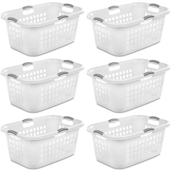 Sterilite Ultra White 2-Bushel Plastic Stacking Clothes Laundry Basket (6-Pack)