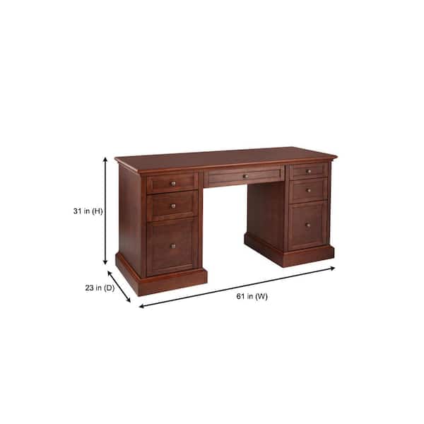 Walnut Finish,Wood Executive Desk,7-Drawer,Lock-Key,72x36,Full