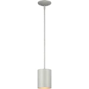 Mini 1-Light Silver Gray Aluminum Integrated LED Indoor/Outdoor Cylinder Downrod Pendant