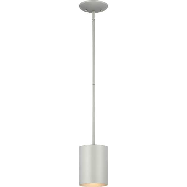 Volume Lighting Mini 1-Light Silver Gray Aluminum Integrated LED Indoor/Outdoor Cylinder Downrod Pendant