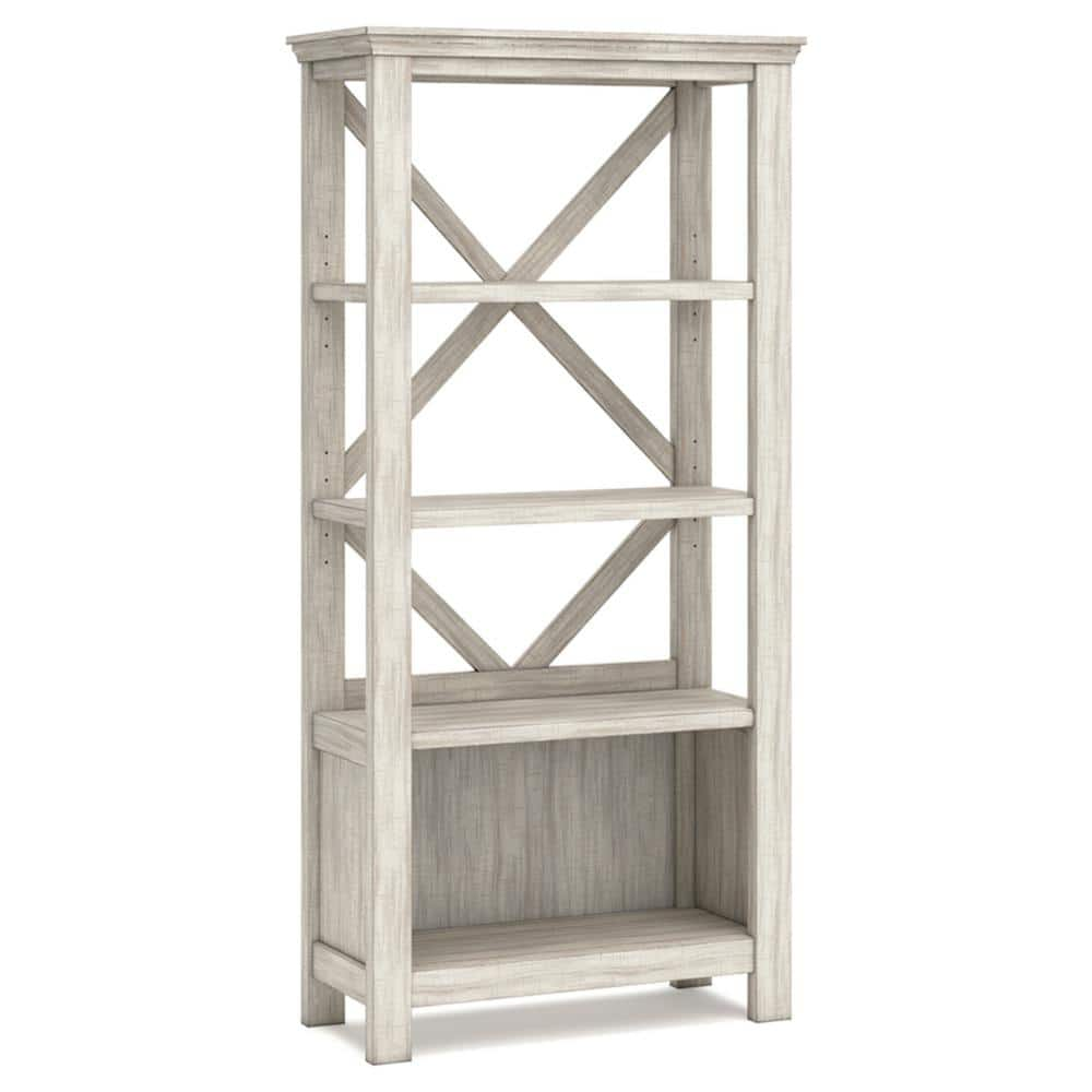 UPC 024052563122 product image for Carynhurst 78.13 in. Tall Distressed Whitewash Wood 4-Shelf Standard Bookcase wi | upcitemdb.com