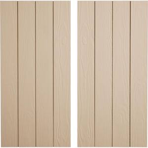 22 in. x 40 in. Timberthane Polyurethane 4-Board Joined Board-n-Batten Sandblasted Faux Wood Shutters, No Batten Pair