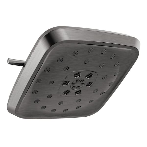 Delta 4-Spray Patterns 1.75 GPM 7.69 in. Wall Mount Fixed Shower Head with H2Okinetic in Lumicoat Black Stainless