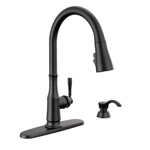 Capertee Single-Handle Pull Down Sprayer Kitchen Faucet with ShieldSpray Technology in Matte Black