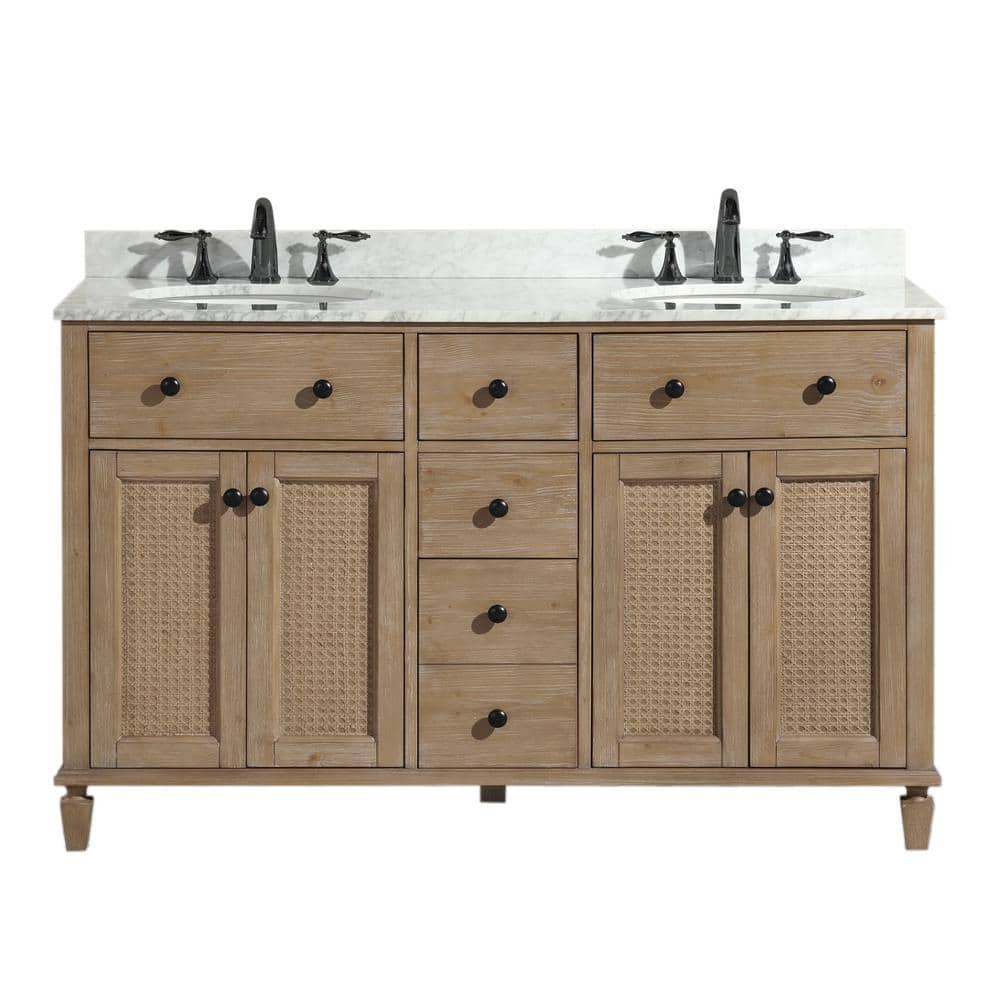 Annie 55" Weathered Fir Double Sink Bathroom Vanity