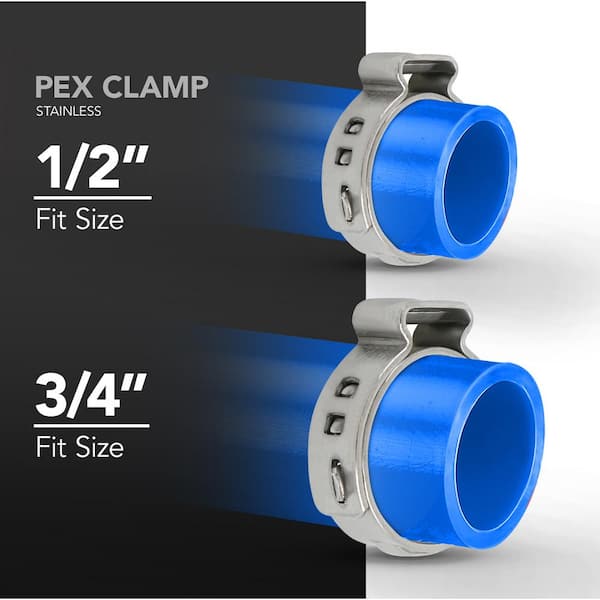 PEX Plumbing Kit Crimper Tool with Lock Hook Cutter Tool with Stainless Steel Cinch Clamps 1/2 in. 3/4 in. PEX Plumbing Kit Crimper Tool with Lock Hook Cutter Tool with Stainless Steel Cinch Clamps 1/2 in. 3/4 in.