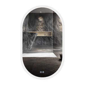 Victoria 24 in. W x 40 in. H Oval Frameless Wall Mount Anti-Fog Smart Bathroom Vanity Mirror with Light in Silver