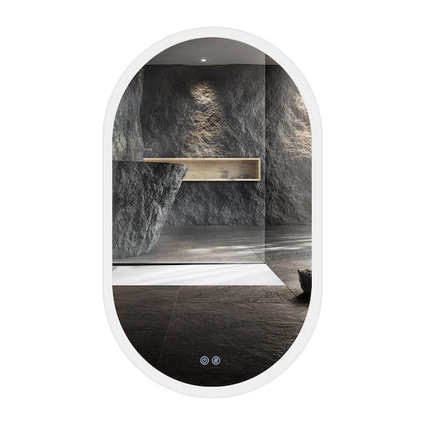 Xspracer Victoria 24 in. W x 40 in. H Oval Frameless Wall Mount Anti-Fog Smart Bathroom Vanity Mirror with Light in Silver