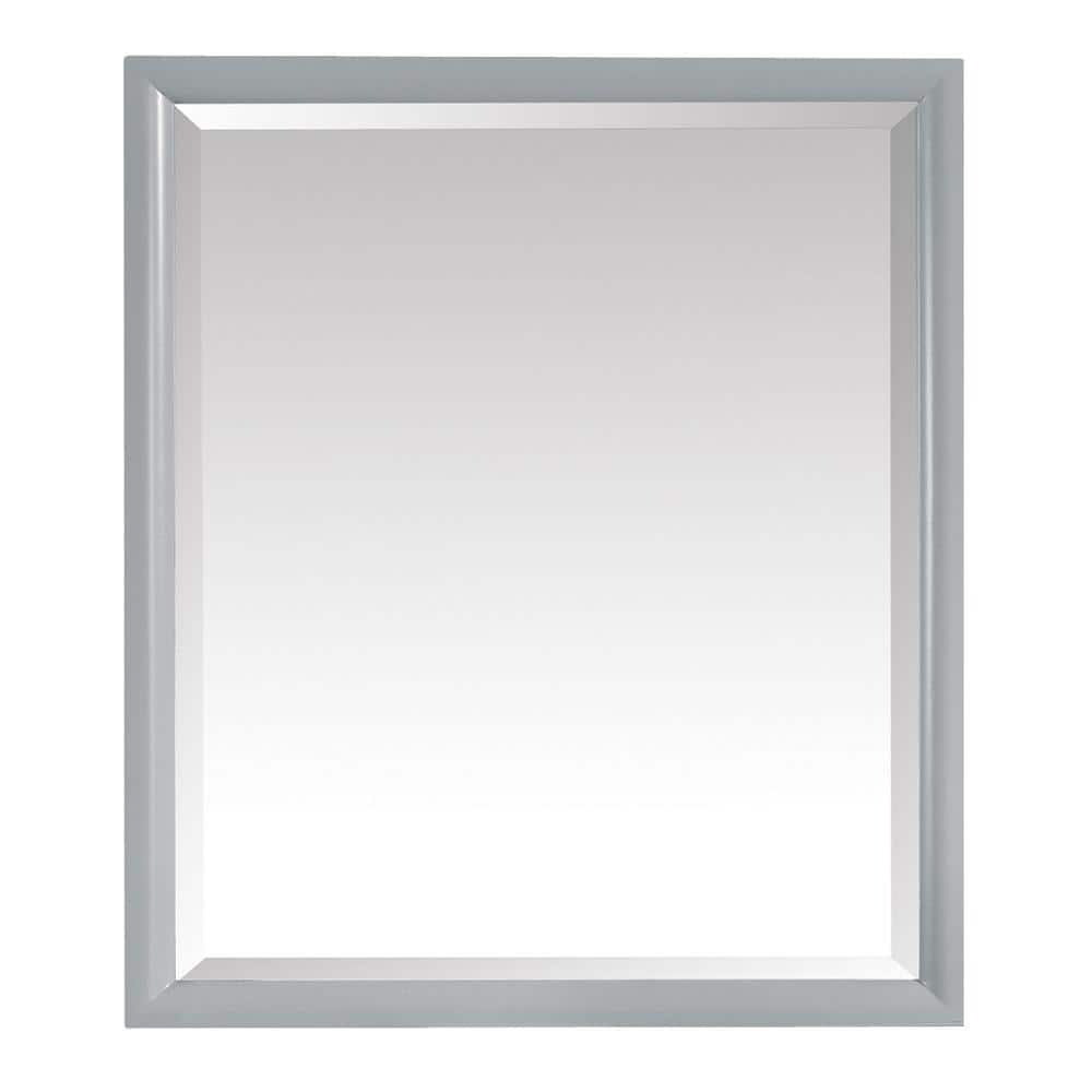 Modern Rectangular Wood Vanity Mirror in Dove Gray, 28" x 32"