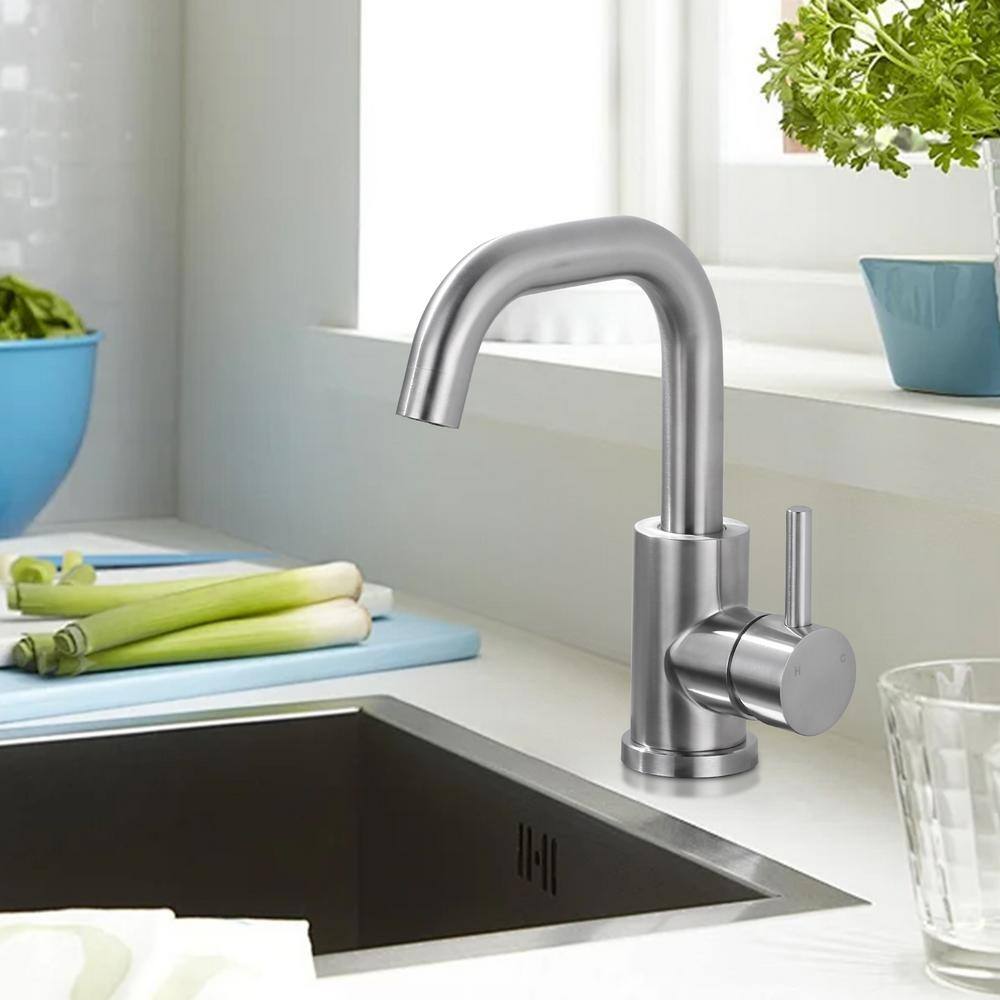 Brushed Nickel Single Handle Stainless Steel Bar Faucet