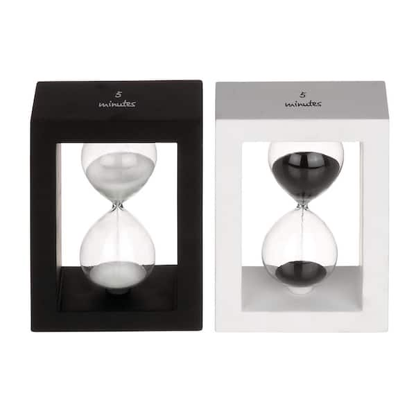 Litton Lane Black Wood Contemporary Timer (Set of 2)