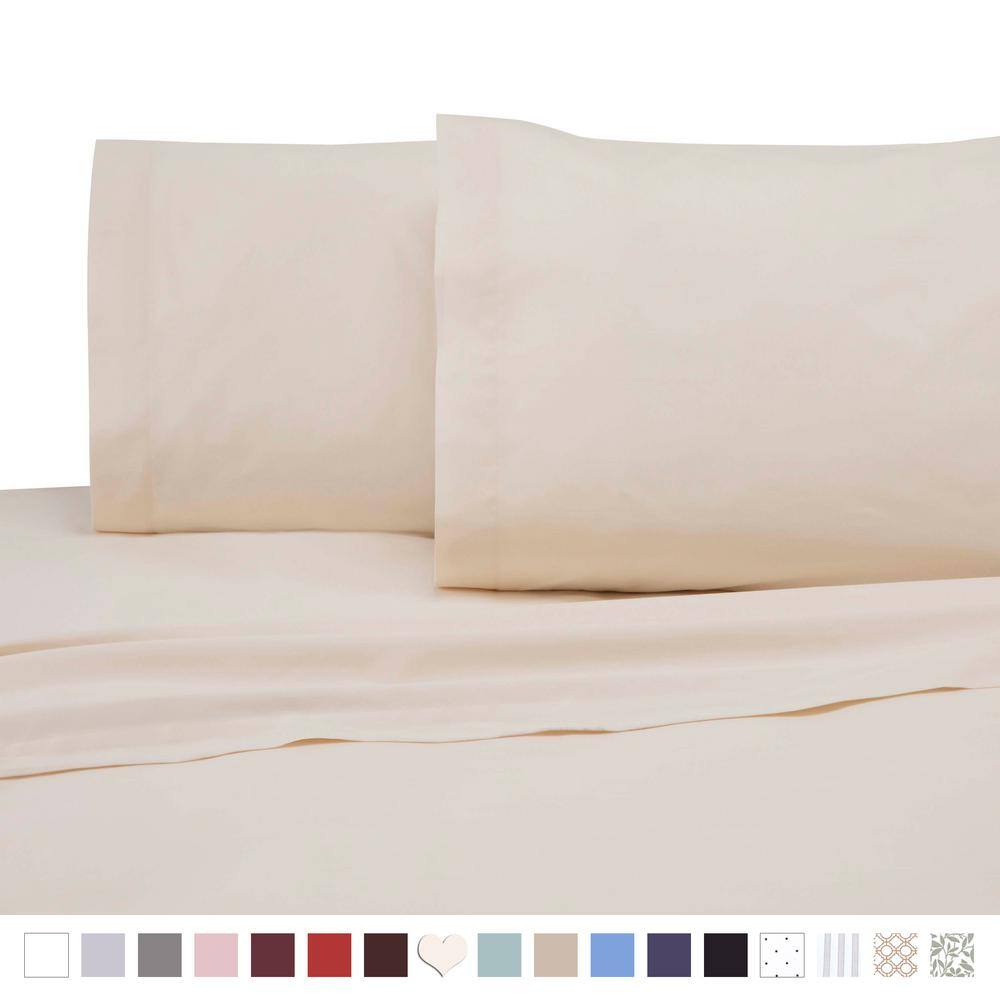 Ivory Twin XL Cotton Polyester Percale Sheet Set