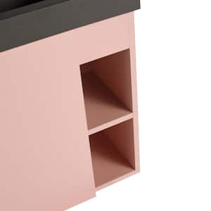 20 in. W x 10 in. D x 21. in. H Wall Mounted Bath Vanity in Pink with Black Cultured Marble Top