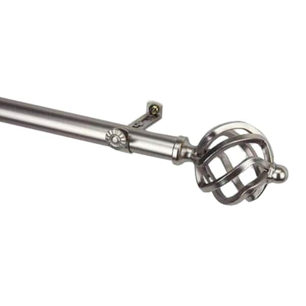 66 in. - 120 in. Single Curtain Rod in Satin Nickel with Finial