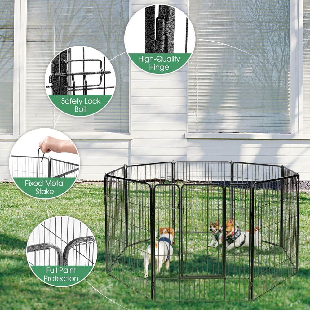 Heavy Duty Black Metal 40" Pet Playpen with Door