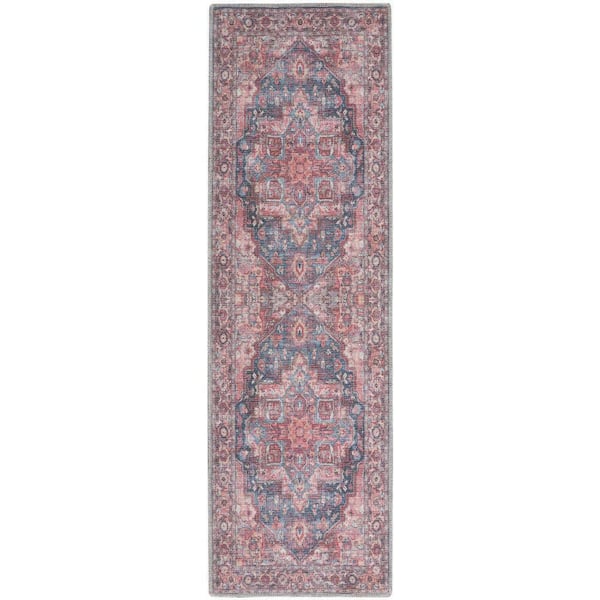 57 Grand Machine Washable Multicolor 2 ft. x 6 ft. Floral Traditional Kitchen Runner Area Rug