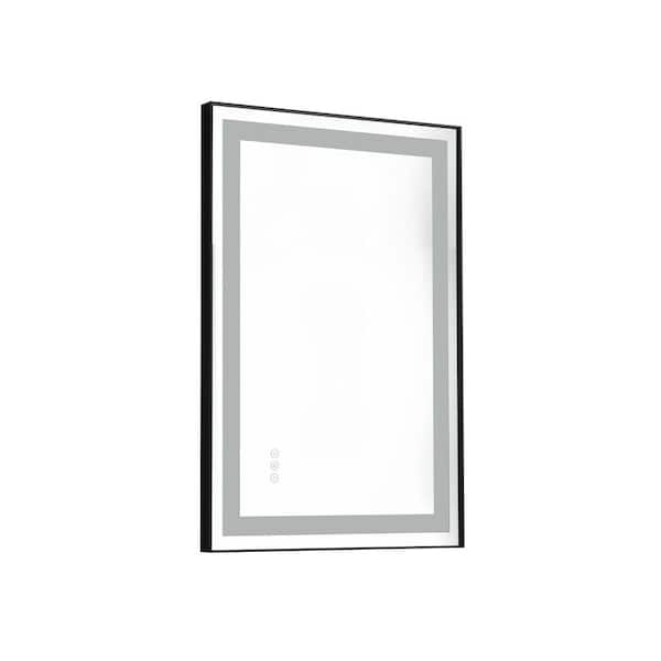 Unbranded 24 in. W x 40 in. H Rectangular Framed Wall Mount Bathroom Vanity Mirror Anti-Fog Mirror Separately Control in Black